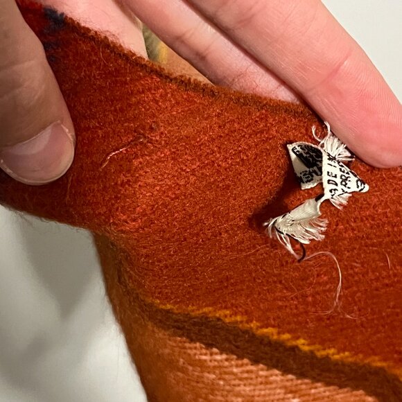 Abraham & Strauss Vintage Brushed Wool Blend Rectangle Scarf Orange Plaid Fall - Picture 10 of 10